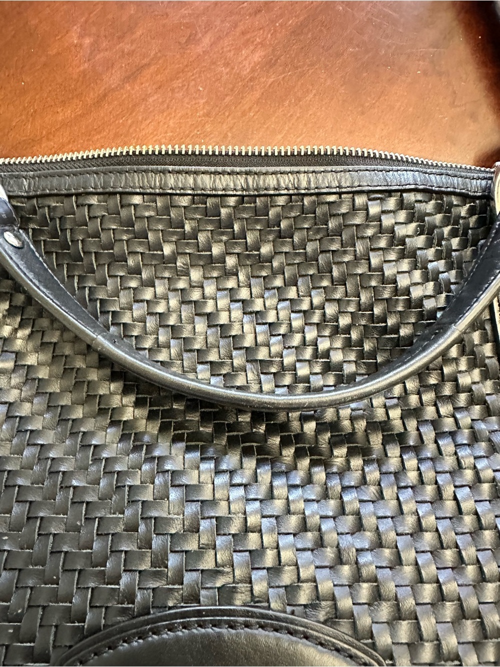 Coach Black Woven Leather Shoulder Bag with Silver Hardware Kristen - Picture 6 of 16